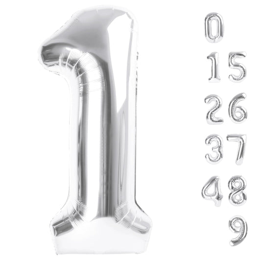 Mluchee 40-inch silver number balloon for bold birthday decor and photo moments.
