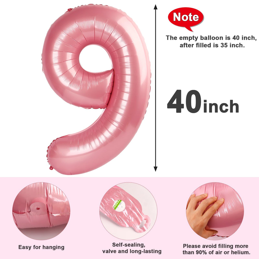 Mluchee 40-inch pearl pink number 9 balloon as party decoration