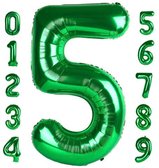 Mluchee 40-inch dark green number balloon for a 5th birthday, ideal photo backdrop.
