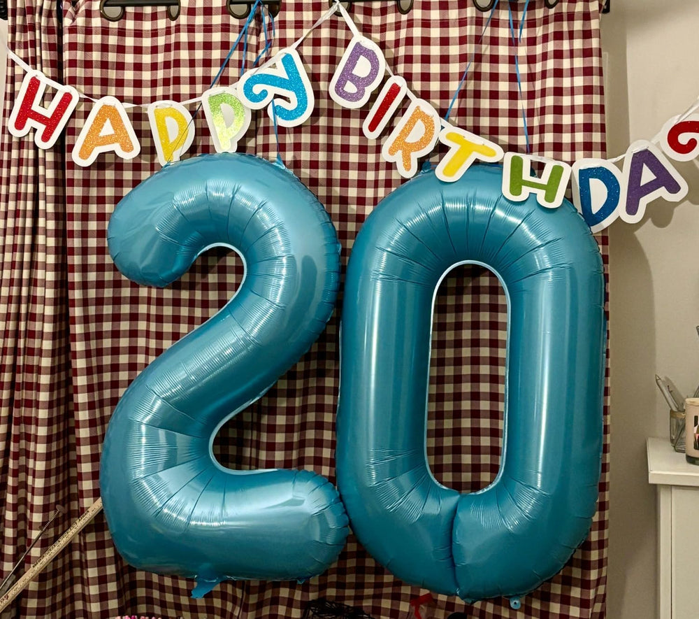 Mluchee Number 0 balloon 40in light blue packaging ready for easy decorating