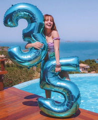Mluchee Number 0 balloon 40in light blue photo booth prop for memorable photos