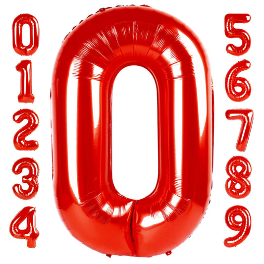 Mluchee Number 0 balloon, 40-inch front view, ideal for eye-catching birthday photo booths.