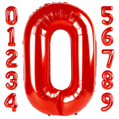 Mluchee Number 0 balloon, 40-inch front view, ideal for eye-catching birthday photo booths.