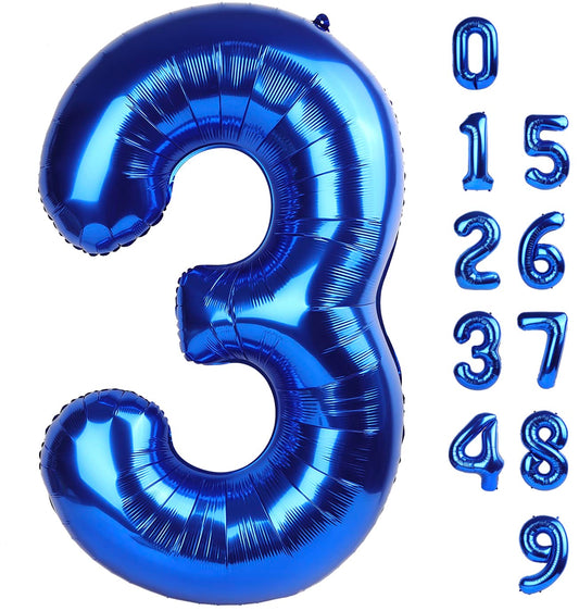 Mluchee 40-inch navy blue Number 3 balloon for dramatic party photos