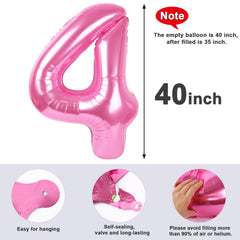 Mluchee pink 40-inch number balloon in a photo booth setup