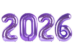 Mluchee purple 2026 number balloon, 40 inch, front view, eye-catching party decor