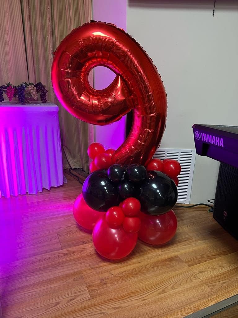 Mluchee number balloon with straw for quick, easy inflation.