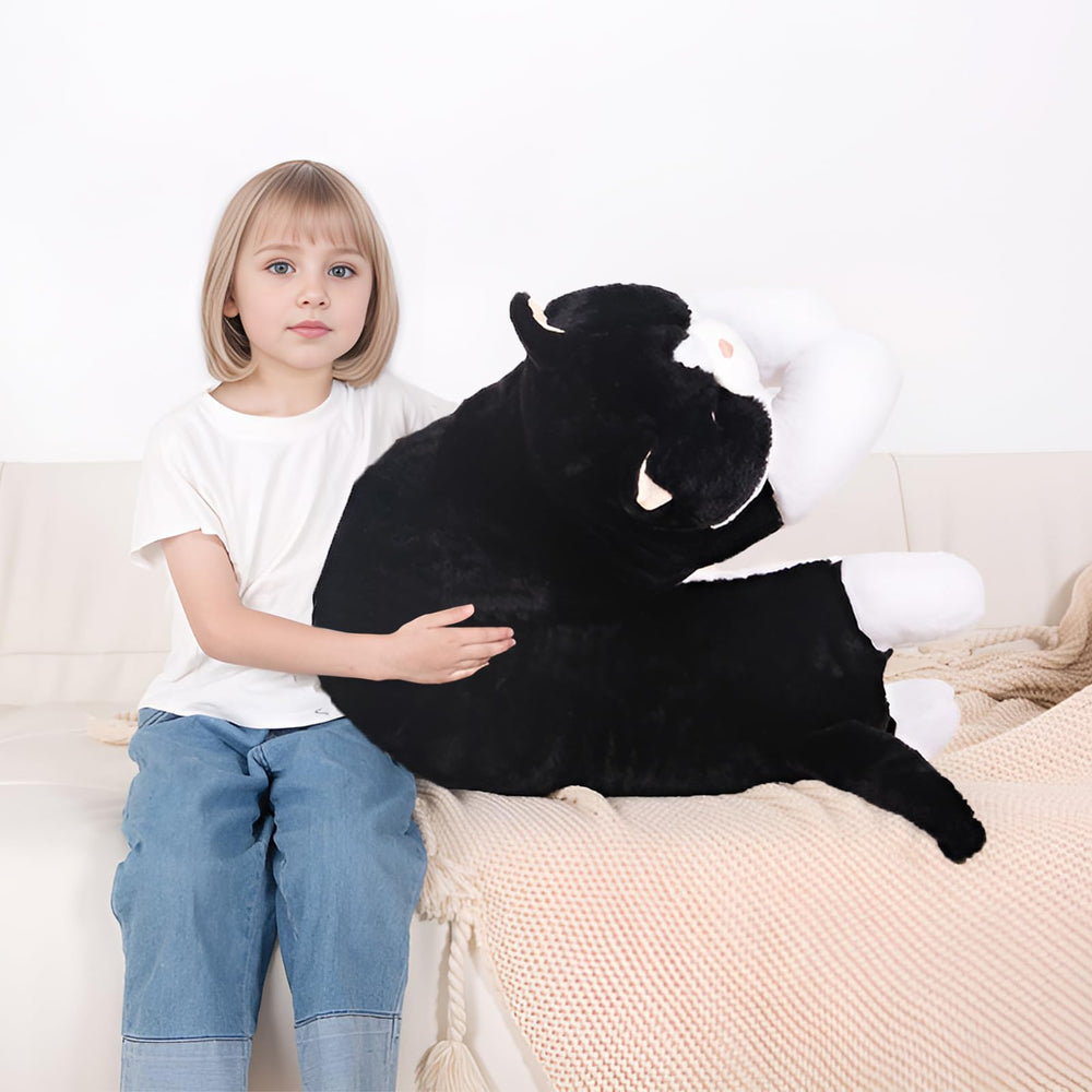 MMguai jumbo black cat pillow plush for lounging and room decor.