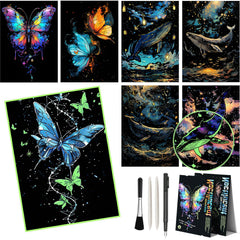 MMUGIT butterfly glow scratch art image showing luminous butterfly design for kids creativity