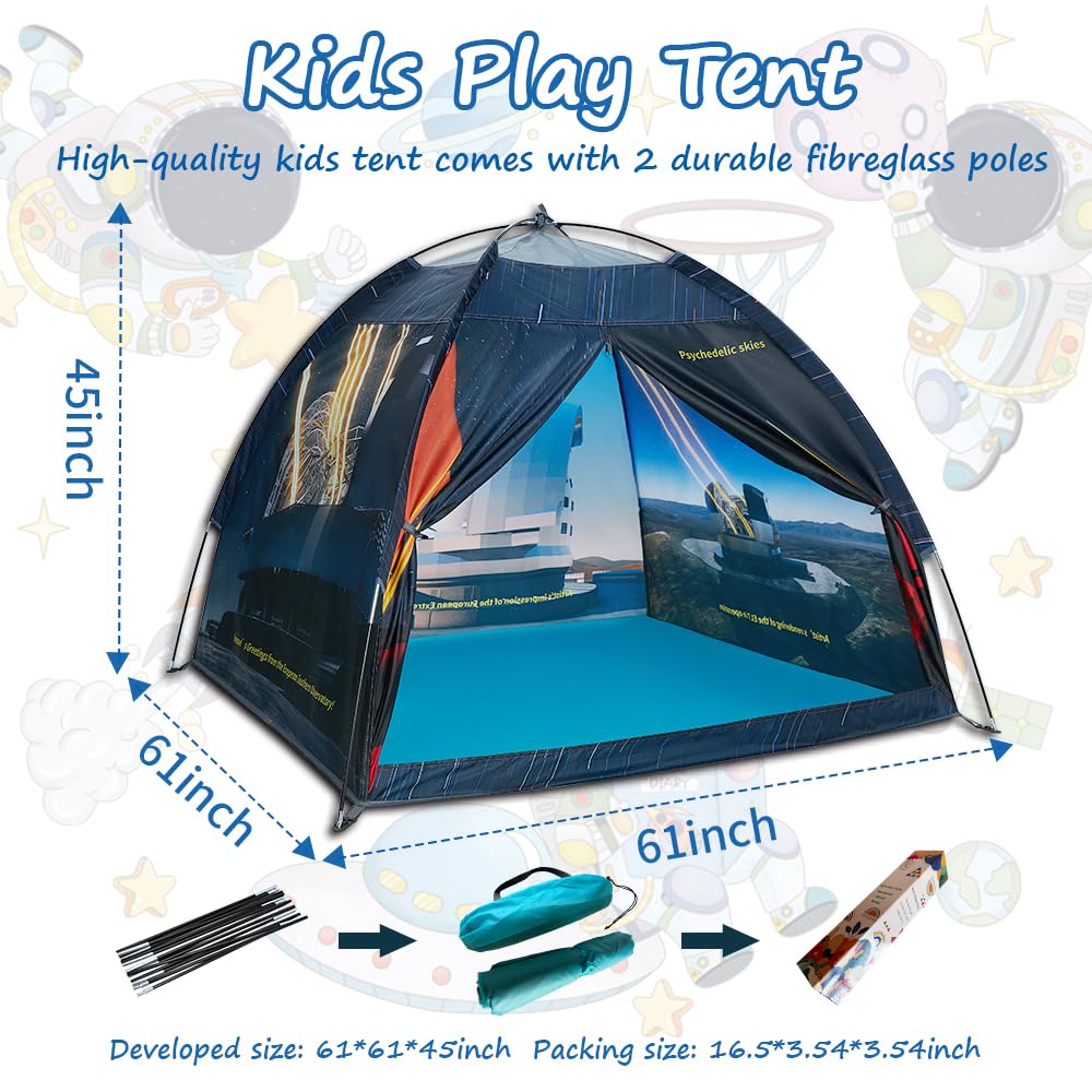 Mnagant play tent includes carry bag for easy storage and transport.