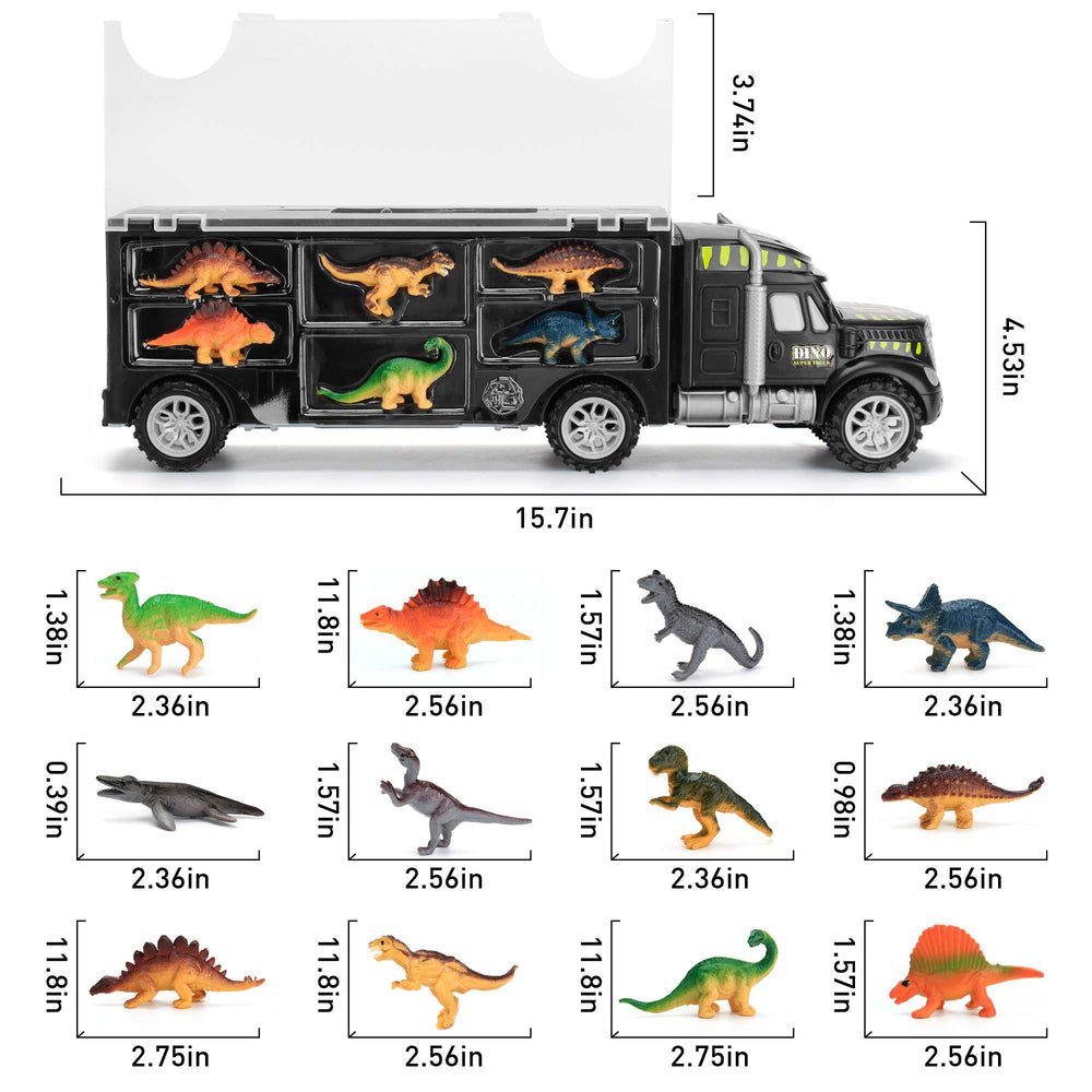 Mobius Toys Dinosaur Truck Carrier detachable trailer in use for play setups