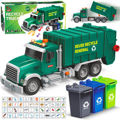 Mobius Toys garbage truck with lights and sounds engages children in imaginative play.