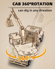 MOCBURIKU excavator gear system rotates 360 degrees for dynamic play.