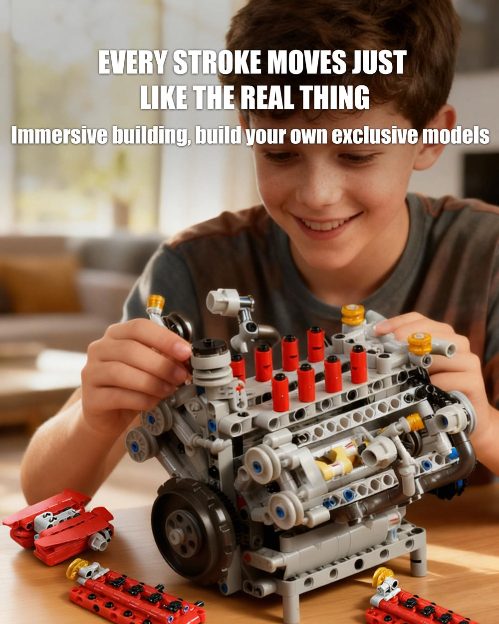 MOCBURIKU Mini V8 Engine Kit gift box suitable for teens and adults.