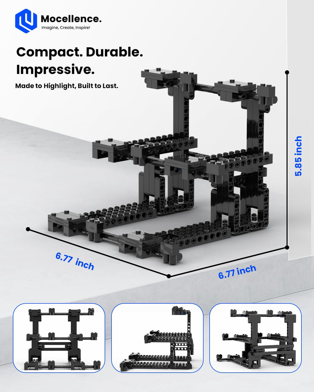 Studio-style shot demonstrates versatile arrangement options for a dynamic display.
