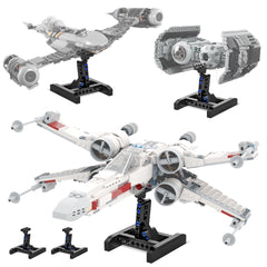 Mocellence Lego X-Wing display stand keeps model steady and front-and-center.