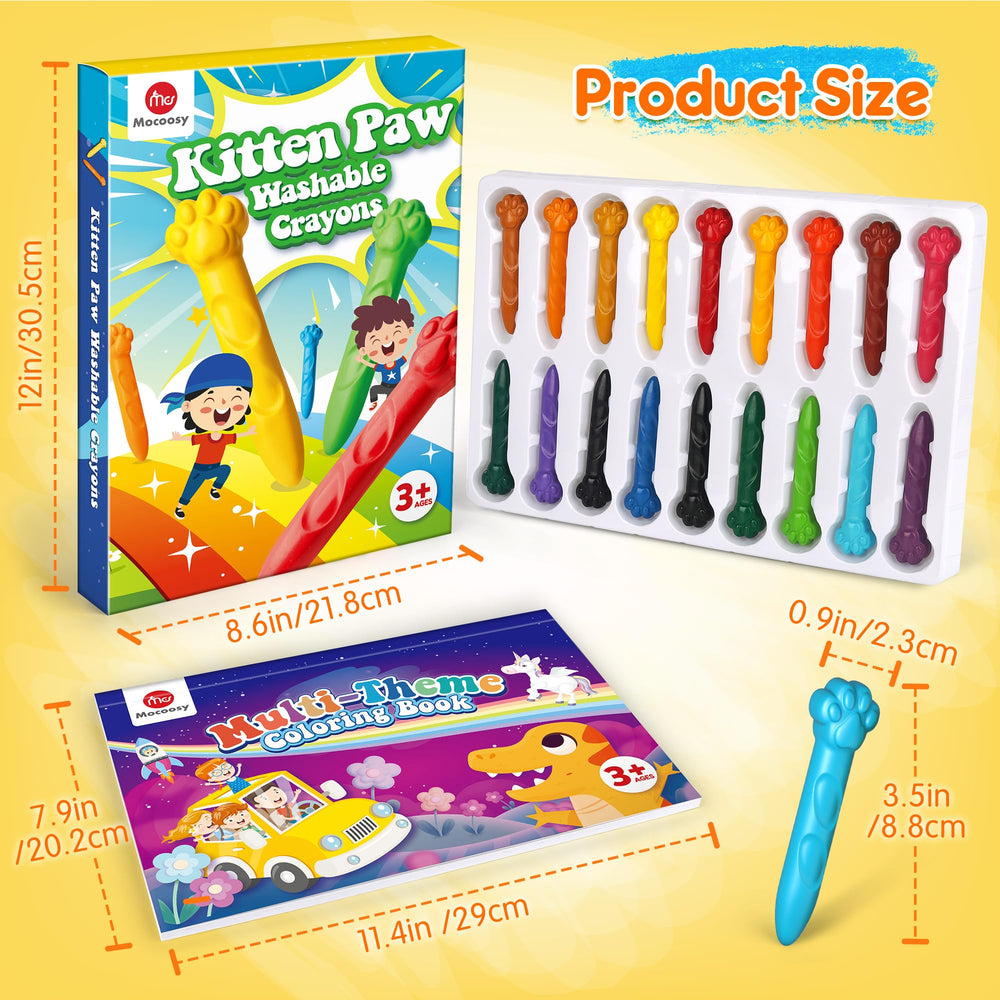 Mocoosy washable colors help keep fabrics and walls clean during creative time.