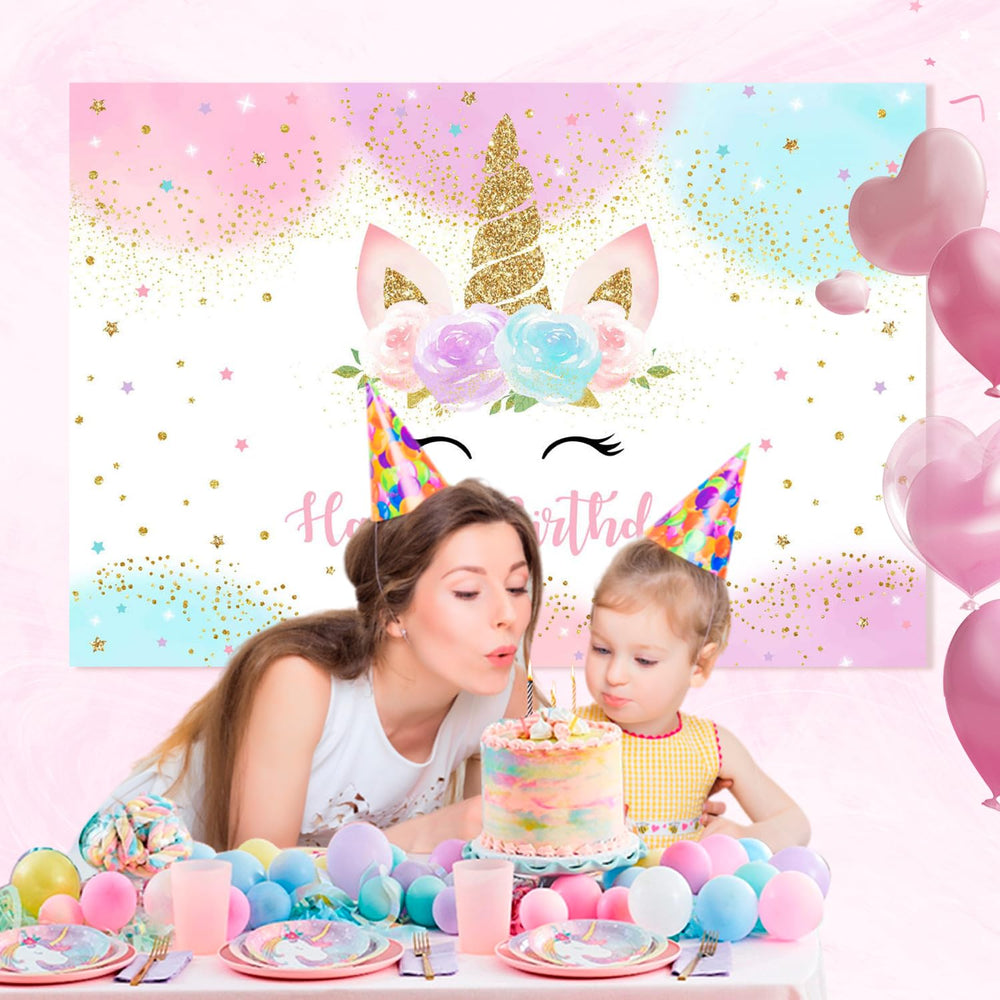 Mocsicka unicorn photo booth props enhance kid party memories.