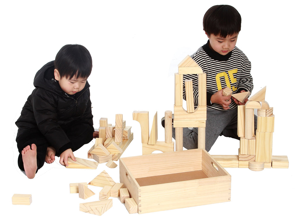 MOD Complete toddler blocks invite imaginative play and cooperative learning.