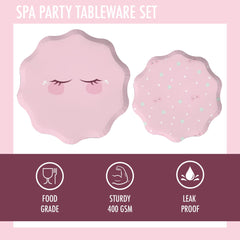 Modern Whimsy napkins in mask shapes enhancing spa party vibe