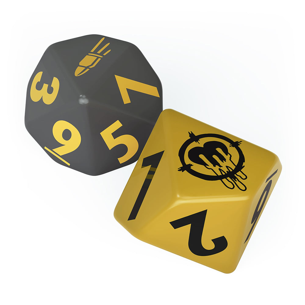 Modiphius Operators dice set close-up of 8 play dice for decisive turns.