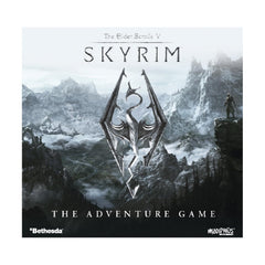 Modiphius Skyrim The Adventure Game box art highlights immersive open-world quests.