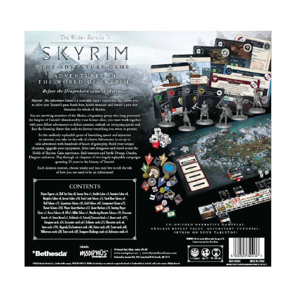 Modiphius Skyrim The Adventure Game miniatures depict Draugr and Dragons in action.
