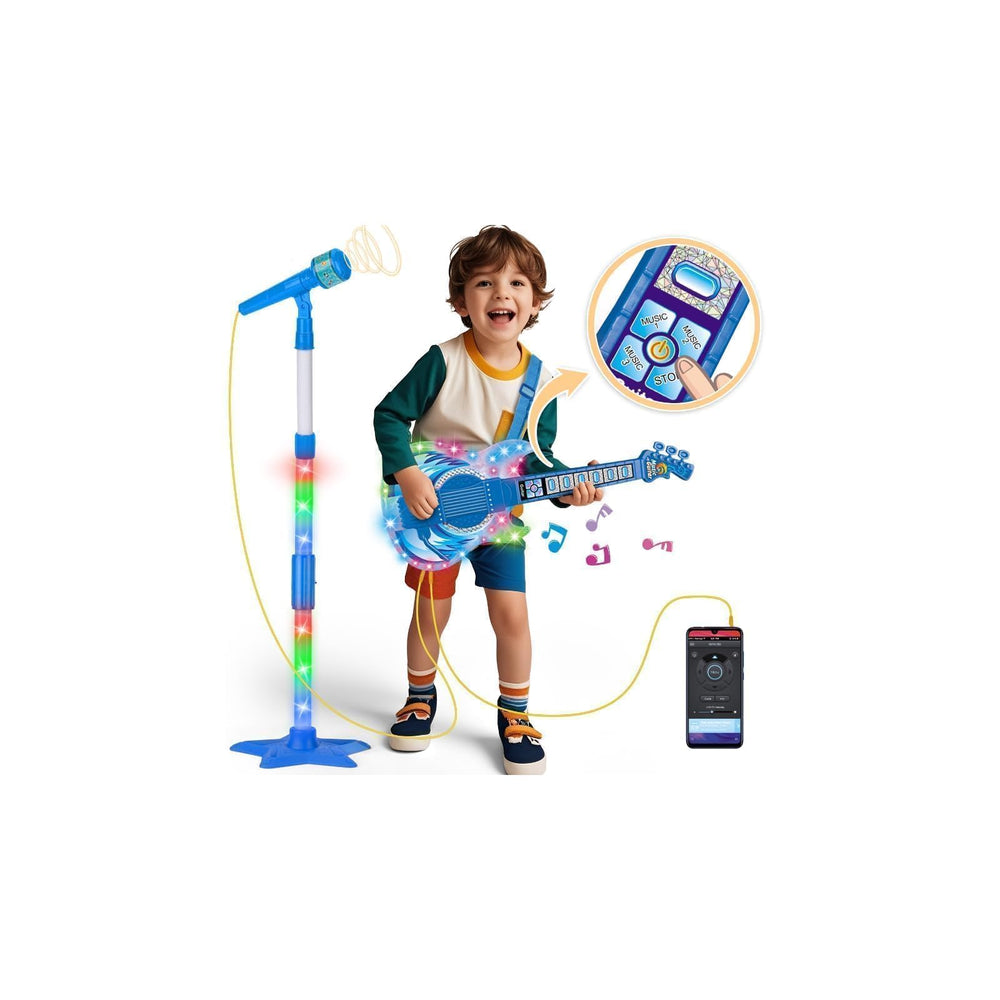 MOEAWS kids guitar blue front view for energetic play