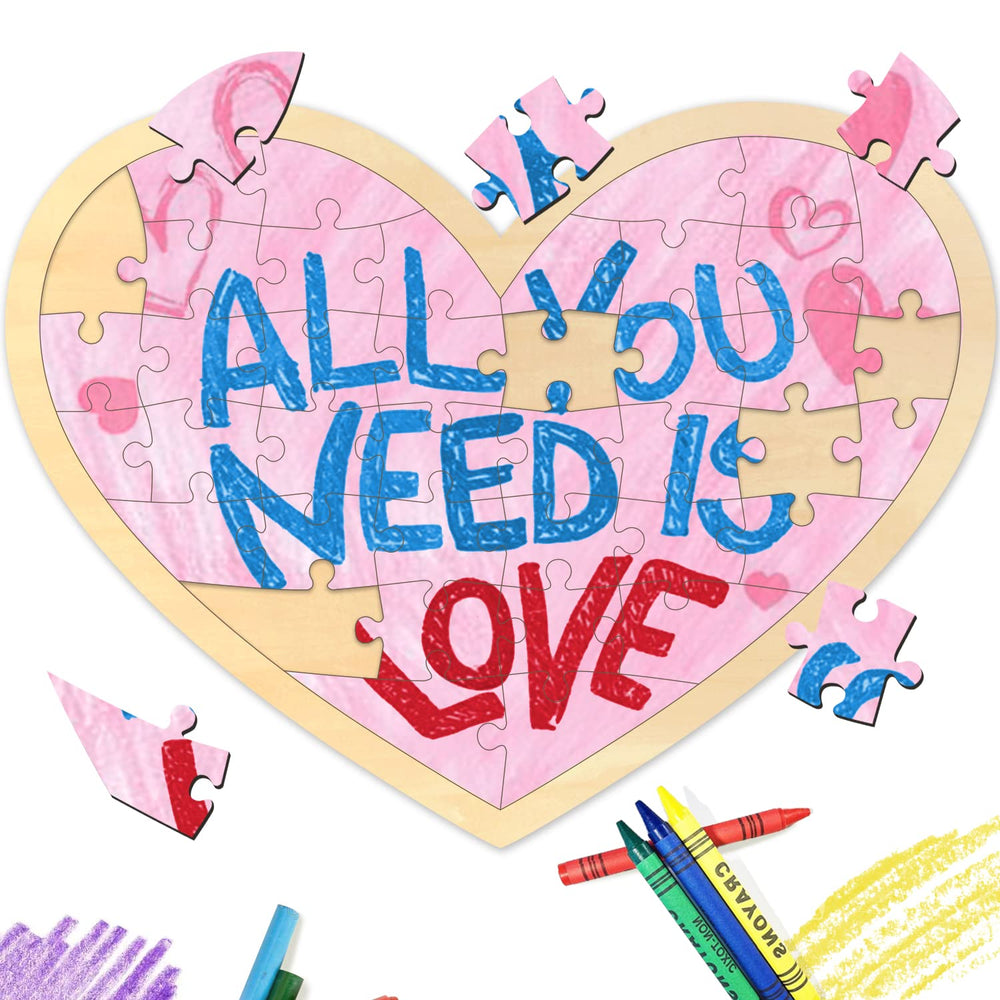 MoinKidz unpainted heart puzzle ideal for kids' DIY projects