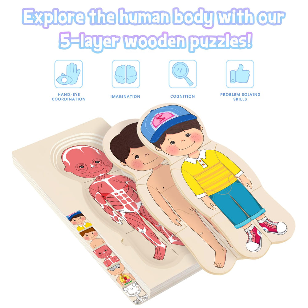 MoinKidz wooden My Body Puzzle layer 3 conveys organs through hands-on learning