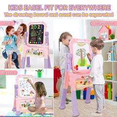 Mojitodon pink easel being assembled for a simple, fun kid activity.