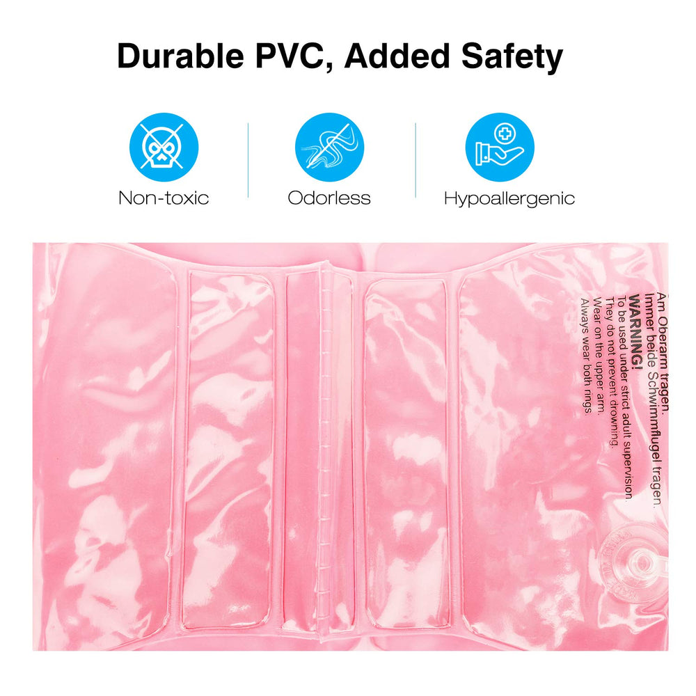 MoKo arm bands easy to inflate and deflate for quick setup at pool