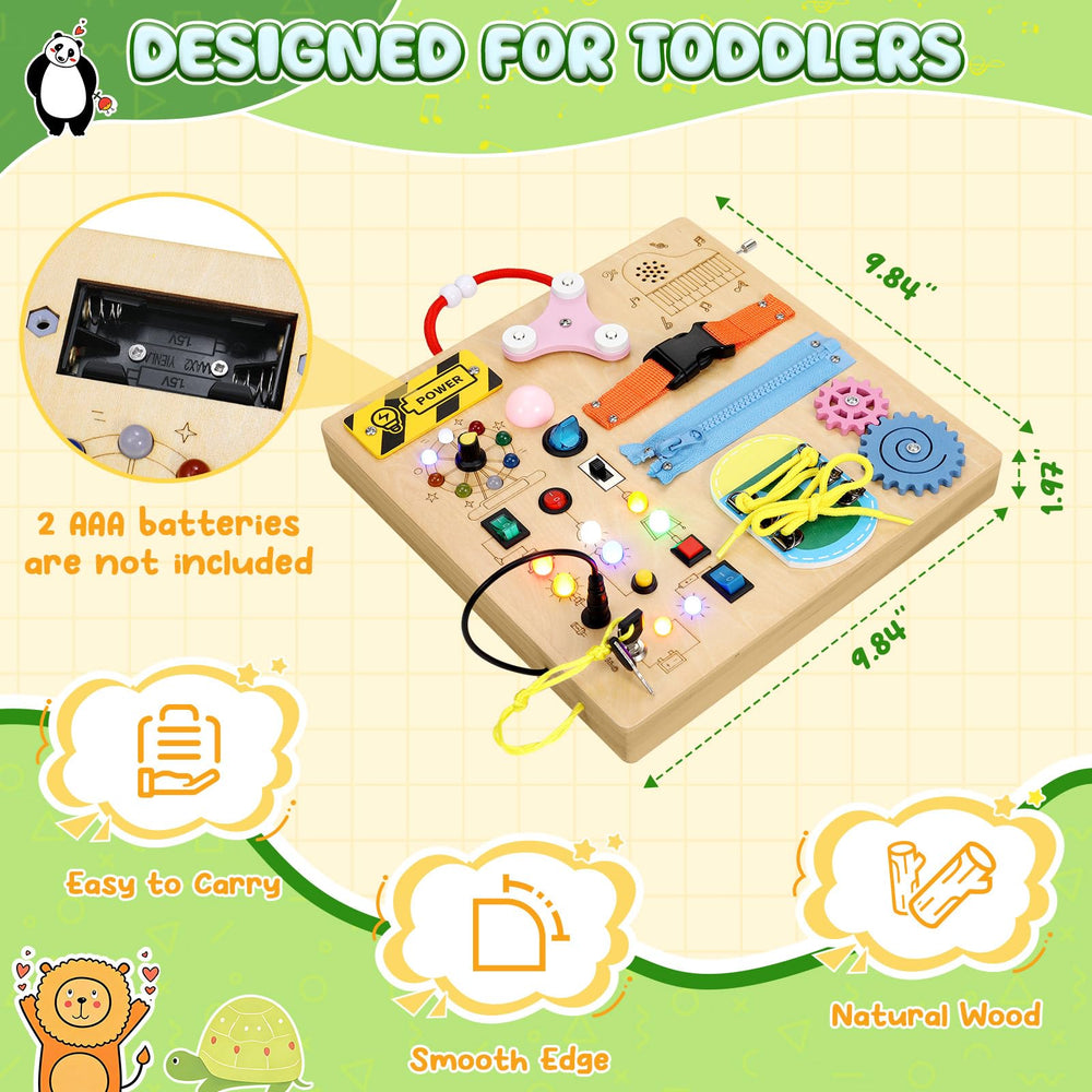 MoKo Busy Board zipper and button components support precise finger movements.
