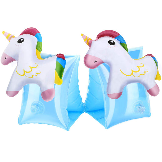 MoKo swim arm bands with unicorn pattern offer buoyant support for kids learning to swim.