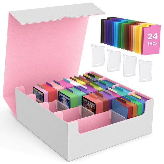 MoKo trading card storage box with magnetic closure secures decks during transport