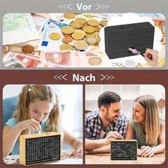 MoliDow money saving box open lid reveals ample space for notes and cash