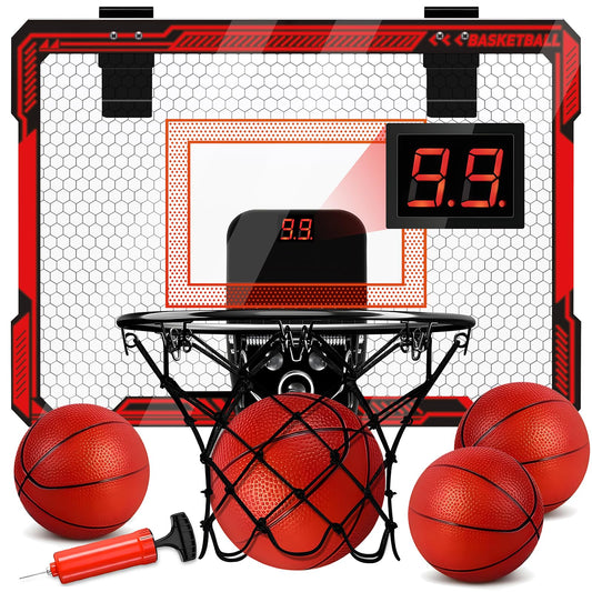 Molutsody indoor basketball hoop with LED lights enhances nighttime play.