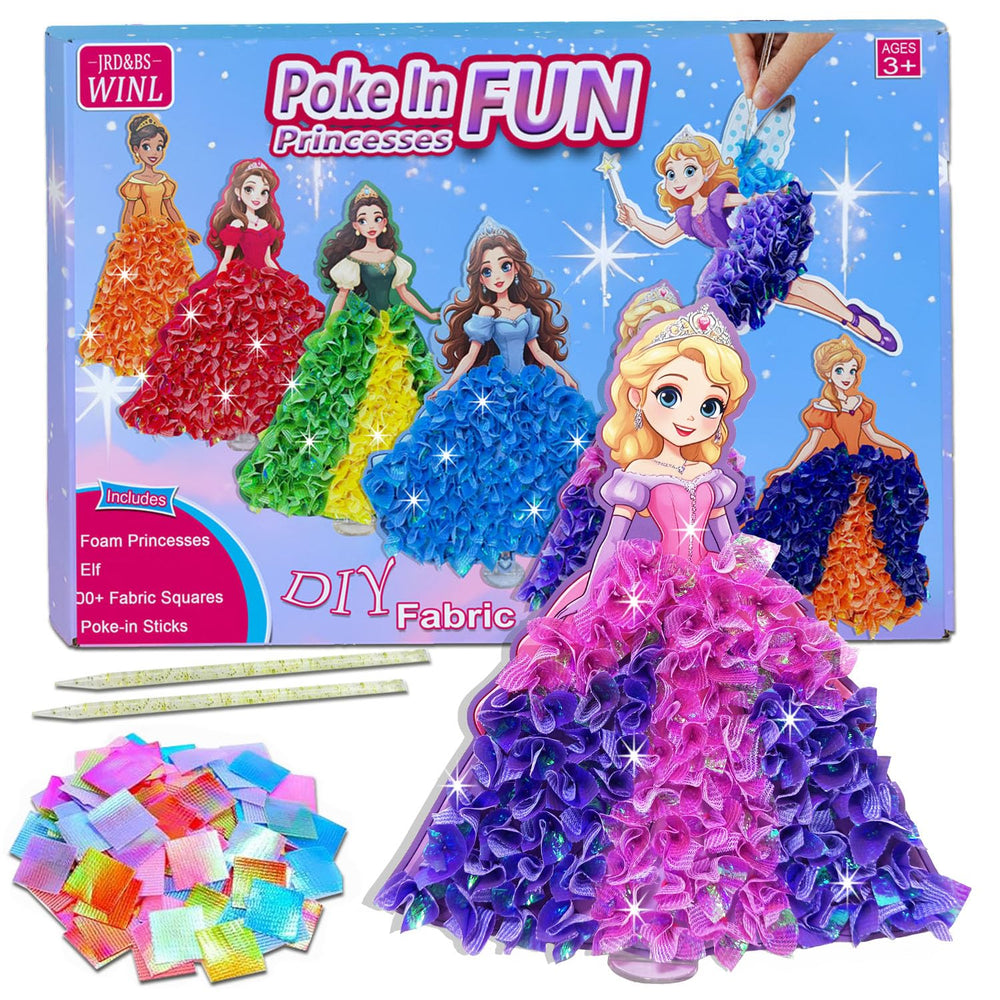 momandmyaboys poke-in-princess-art-kit foam princesses ready for vibrant gown designs and creative play.