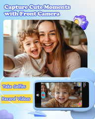MOMILLA Kids Phone top view emphasizing compact size and grip.
