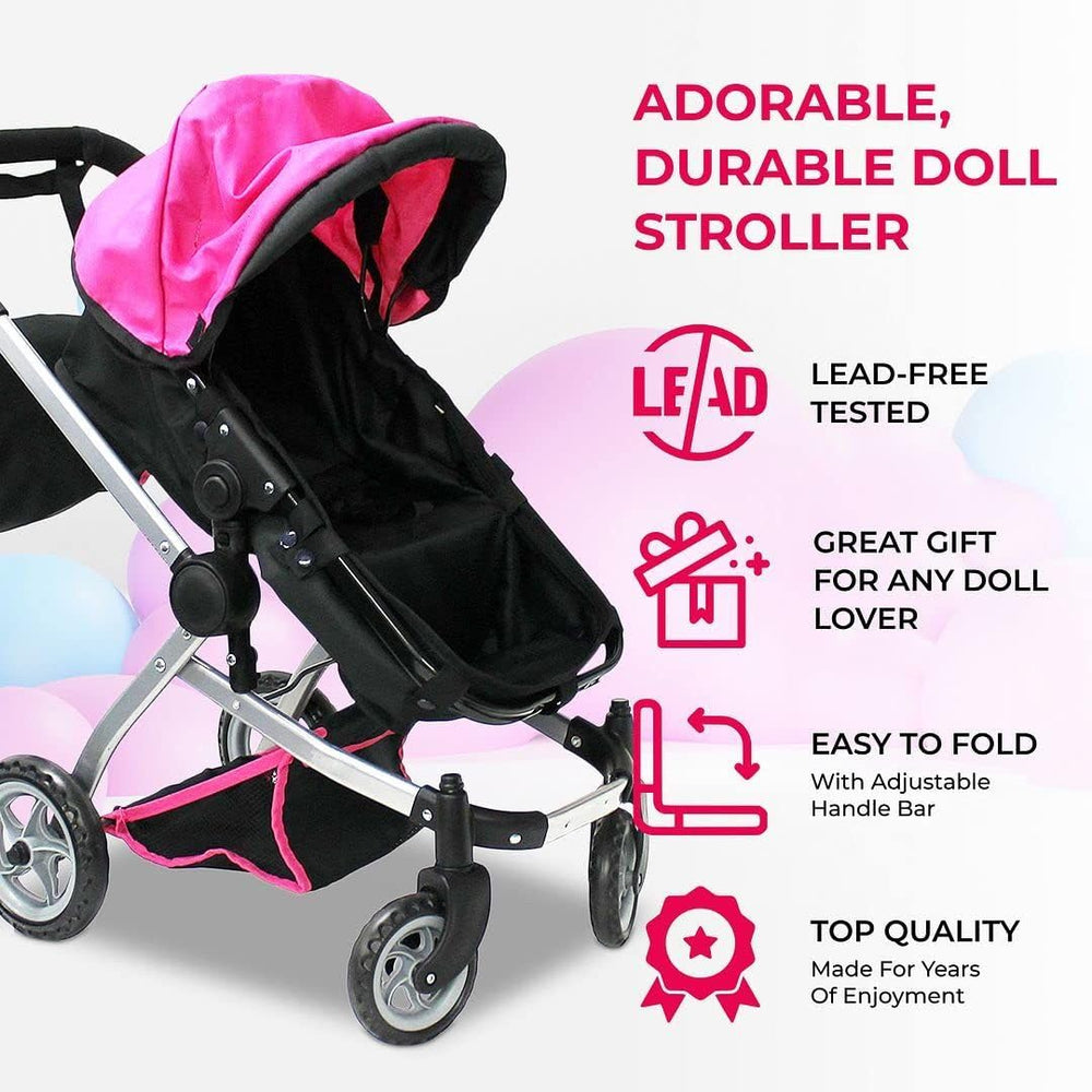 Mommy and Me Babyboo doll pram with bottom storage basket for accessories