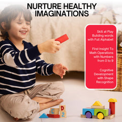 MOMOARI wooden blocks in five colors for vibrant, tactile play.