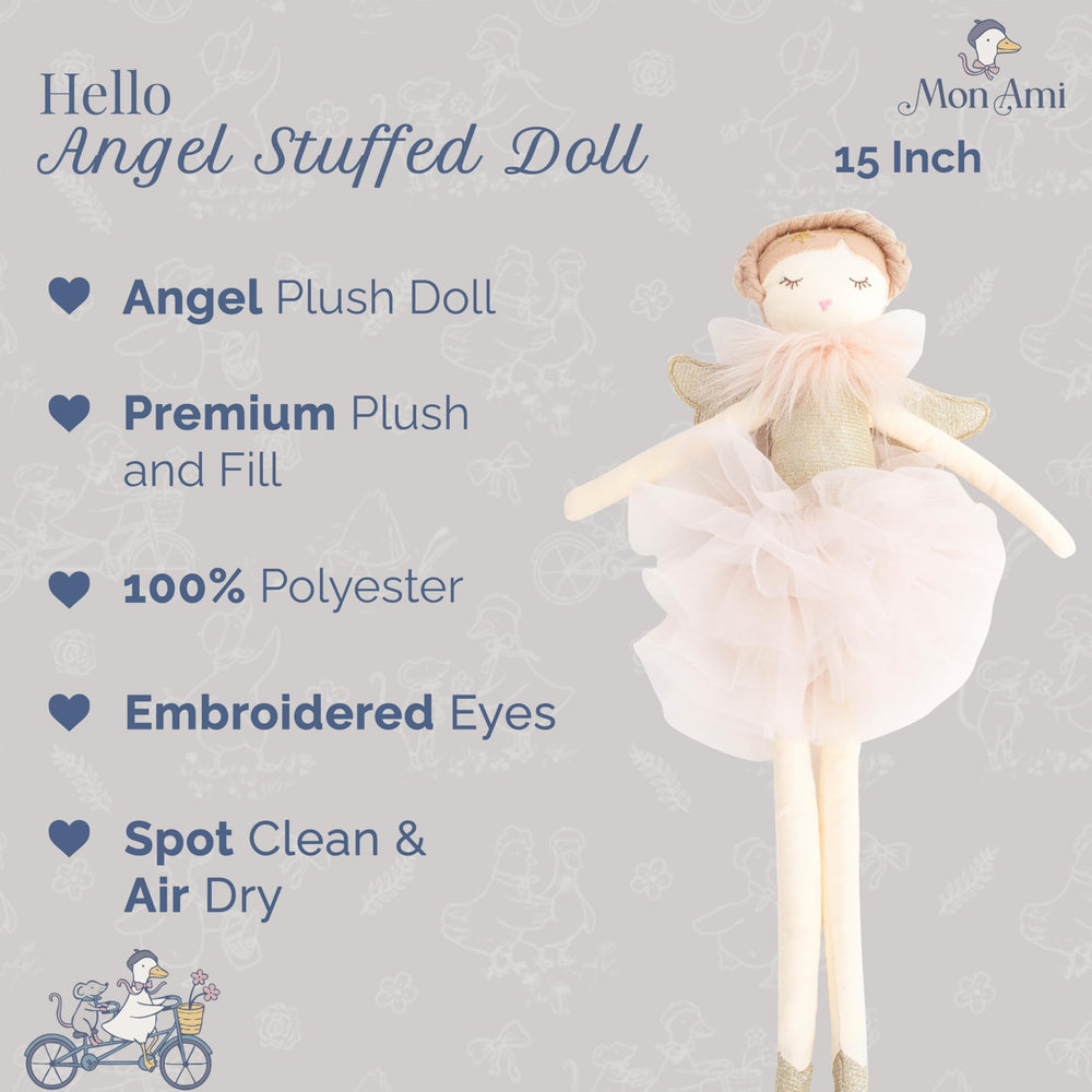 MON AMI Angel stuffed doll hands emphasize easy grasp for little ones.