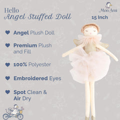 MON AMI Angel stuffed doll hands emphasize easy grasp for little ones.