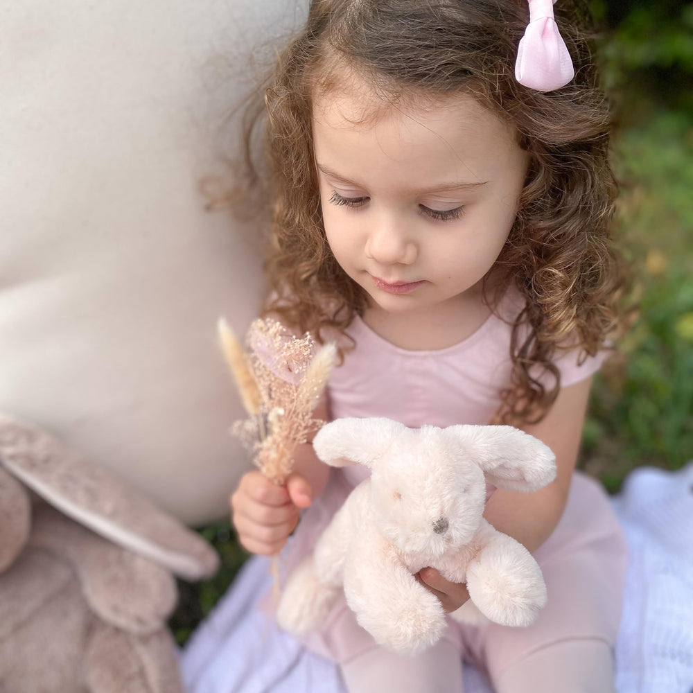 MON AMI Button Bunny Plush companions support nap time and quiet play.