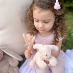 MON AMI Button Bunny Plush companions support nap time and quiet play.