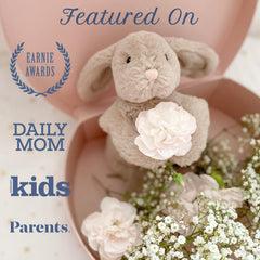 MON AMI Button Bunny Plush makes a gift-ready option for baby showers and celebrations.