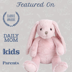 MON AMI Rosie the Bunny offers soft polyester texture for comforting nap-time snuggles.