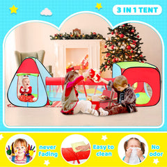 Moncoland 3pc tent with bright red, green, blue colors