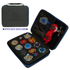 MONGPIENS Battling Tops Case closed, showing convenient carrying handle for portability.