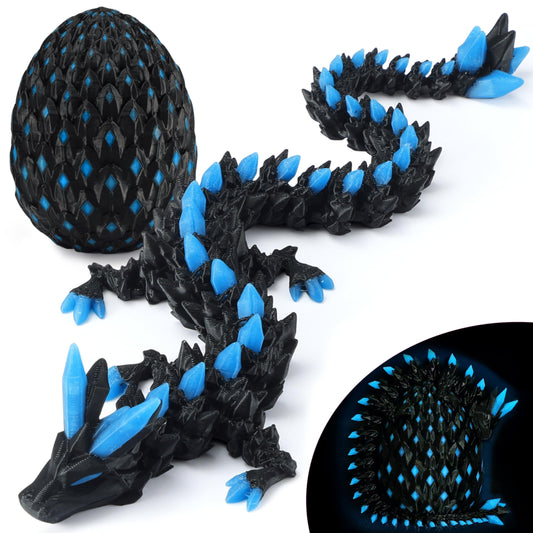 Monjita Dragon Egg Glow Set glows in the dark for immersive play and display.